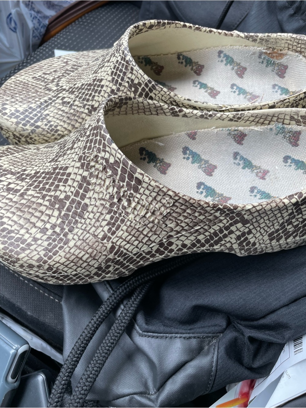 Birkenstock Snake Print Clogs in Beige and Brown - Picture 2 of 5